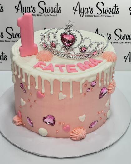 First birthday, first tiara, a custom cake made by Aya's Sweets