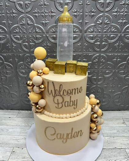 Welcome, baby Caydon, a custom cake made by Aya's Sweets