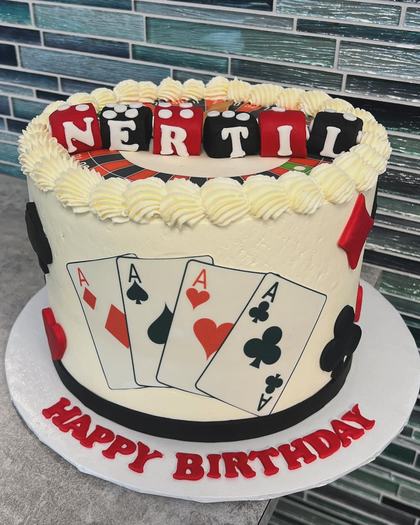 Four aces for Nefertiti, a custom cake made by Aya's Sweets