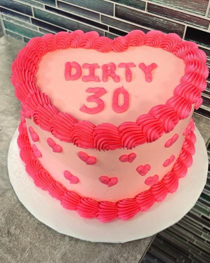 Dirty thirty, a custom cake made by Aya's Sweets