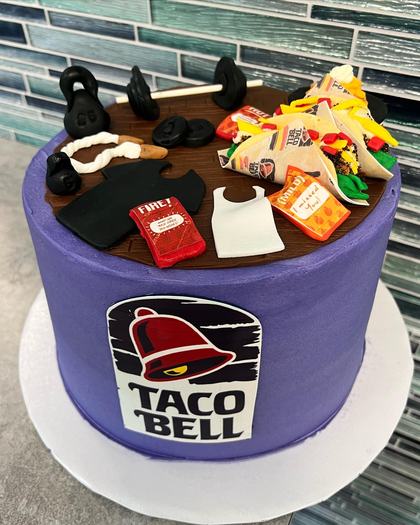 Taco Bell in buttercream, a custom cake made by Aya's Sweets