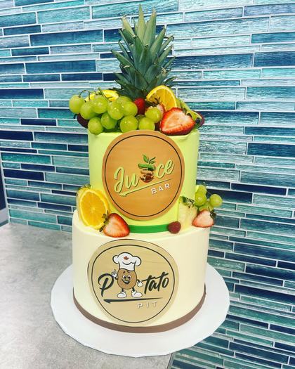 Fruit, stacked high, a custom cake made by Aya's Sweets